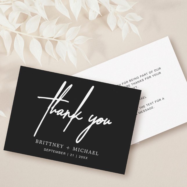 Einfache minimale moderne Schrift schwarz Dankeskarte (Von Creator hochgeladen)