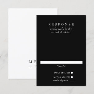 Einfache minimale moderne Schwarz-Weiß-Hochzeit-RS RSVP Karte