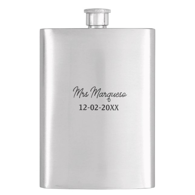 einfache minimale Monogramm MMs Mr. name date year Flachmann (Vorderseite)