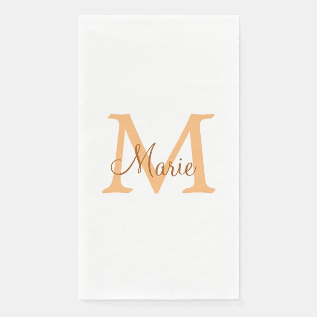 einfache minimale Name monogramm orange braun thr Serviette (Vorderseite)