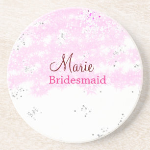einfache minimale Name Monogramm rosa Bridesmaid Getränkeuntersetzer