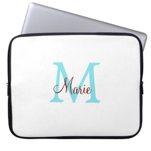 einfache minimale Namensmonogramm rosa rot Wurfdec Laptopschutzhülle