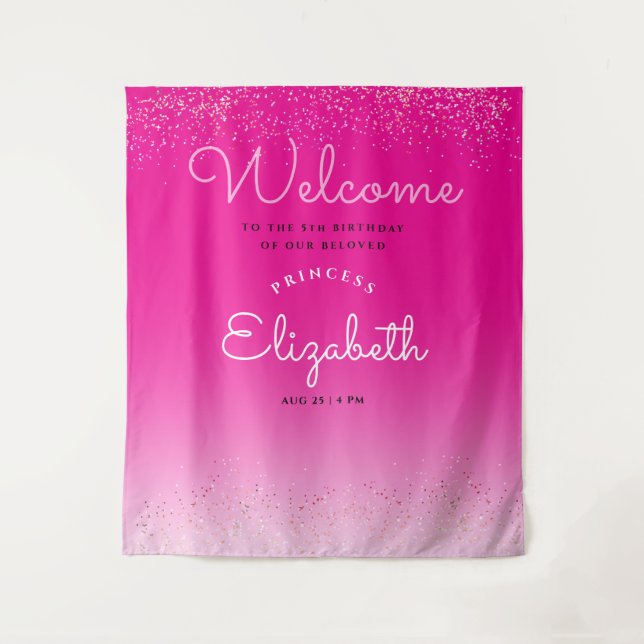 Einfache minimale Niedliche Girly Pink-Weißkalligr Wandteppich (Vorderseite)