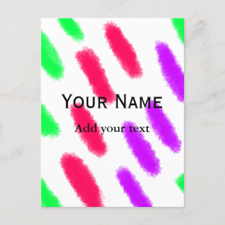 Einfache minimale Orangenstreifen Wasserfarbe Name Postkarte