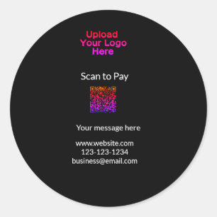 Einfache minimale Prüfung zum Bezahlen des Add QR  Runder Aufkleber