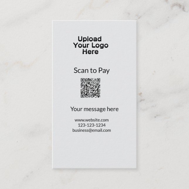 Einfache minimale Prüfung zum Bezahlen des Add QR  Visitenkarte (Vorderseite)