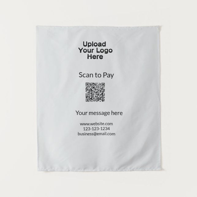 Einfache minimale Prüfung zum Bezahlen des Add QR  Wandteppich (Vorderseite)