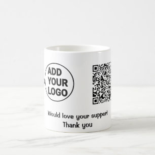 Einfache minimale q r Code hinzufügen Logo Social Kaffeetasse