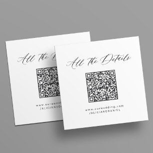 Einfache, minimale QR-Code-Hochzeitswebsite Begleitkarte