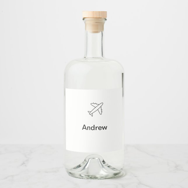 Einfache minimale Reisen mit dem Flugzeug fügen Si Alkoholflaschenetikett (Vorderseite)