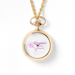 Einfache minimale rosa Bridesaid fügen den Text fü Armbanduhr