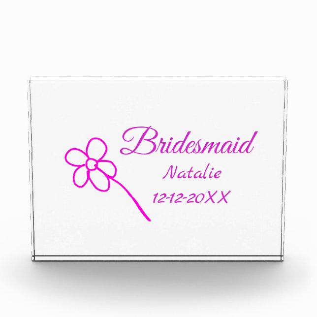 Einfache minimale rosa Bridesaid fügen den Text fü Fotoblock (Vorderseite)