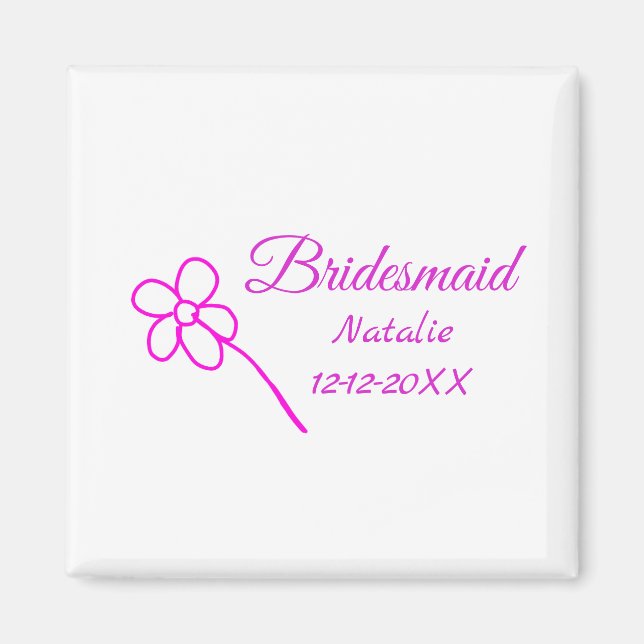 Einfache minimale rosa Bridesaid fügen den Text fü Magnet (Vorne)