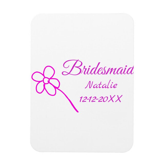 Einfache minimale rosa Bridesaid fügen den Text fü Magnet (Vertikal)