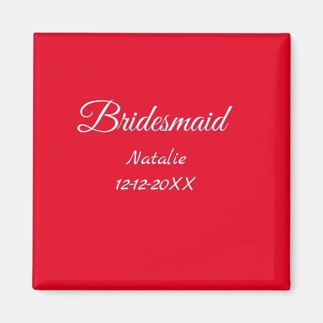 Einfache minimale rosa Bridesaid fügen den Text fü Magnet (Vorne)