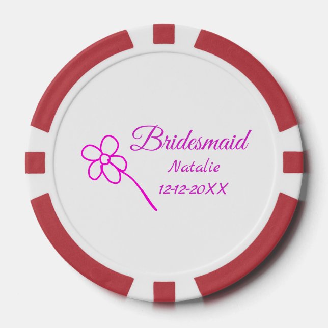 Einfache minimale rosa Bridesaid fügen den Text fü Pokerchips (Vorderseite)
