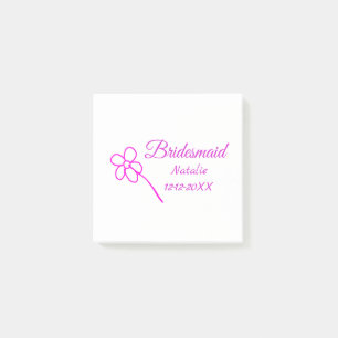 Einfache minimale rosa Bridesaid fügen den Text fü Post-it Klebezettel