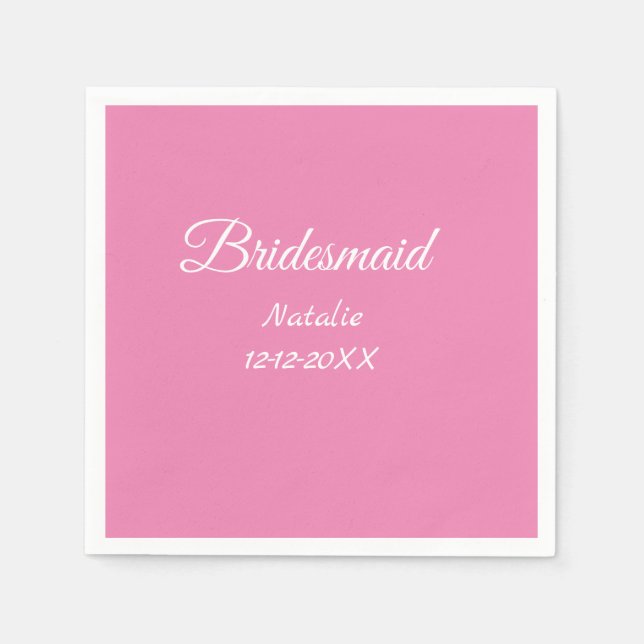 Einfache minimale rosa Bridesaid fügen den Text fü Serviette (Vorderseite)