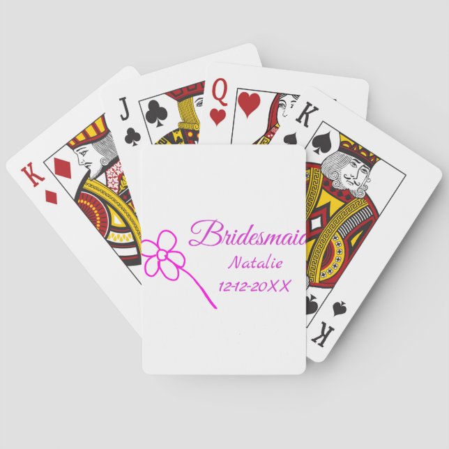 Einfache minimale rosa Bridesaid fügen den Text fü Spielkarten (Rückseite)