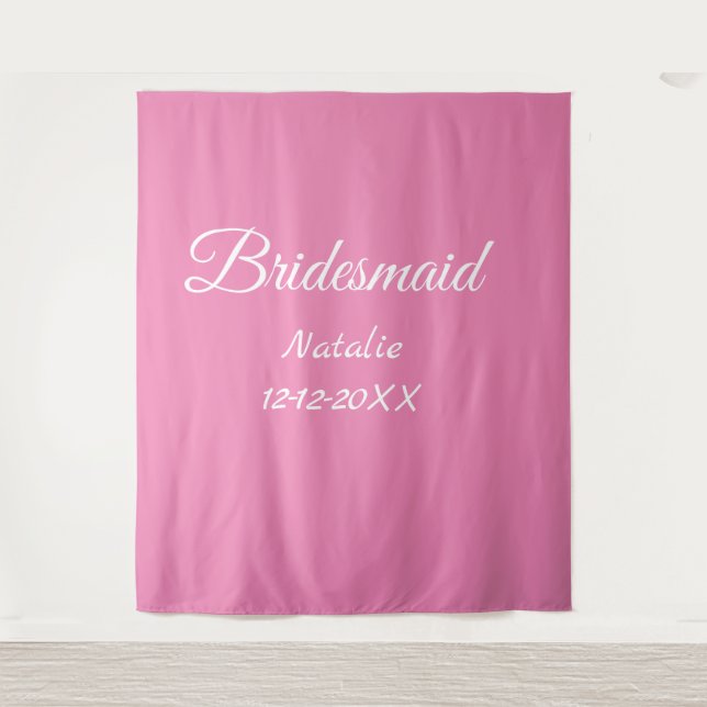 Einfache minimale rosa Bridesaid fügen den Text fü Wandteppich (Vorderseite)
