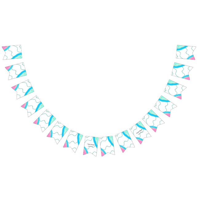 Einfache minimale rosa grüne Aquarellfarbe Fügen S Wimpelkette (Alle)