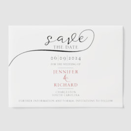 Einfache minimale rote Schrift mit Foto White Wedd