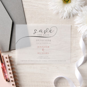 Einfache minimale rote Schrift mit Foto White Wedd