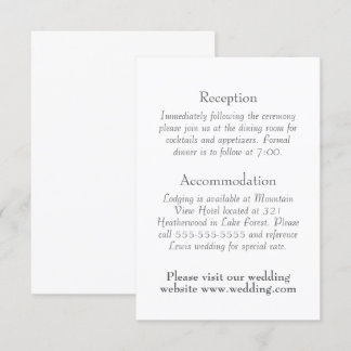 Einfache, minimale, schreibgeschützte Hochzeitsdet Begleitkarte