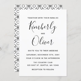 Einfache Minimale Schwarz-Weiß-Kalligrafie-Hochzei Einladung