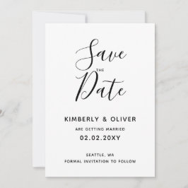 Einfache Minimale Schwarz-Weiß-Kalligrafie-Hochzei Einladung