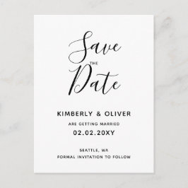 Einfache Minimale Schwarz-Weiß-Kalligrafie-Hochzei Einladungspostkarte