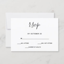 Einfache Minimale Schwarz-Weiß-Kalligrafie-Hochzei RSVP Karte