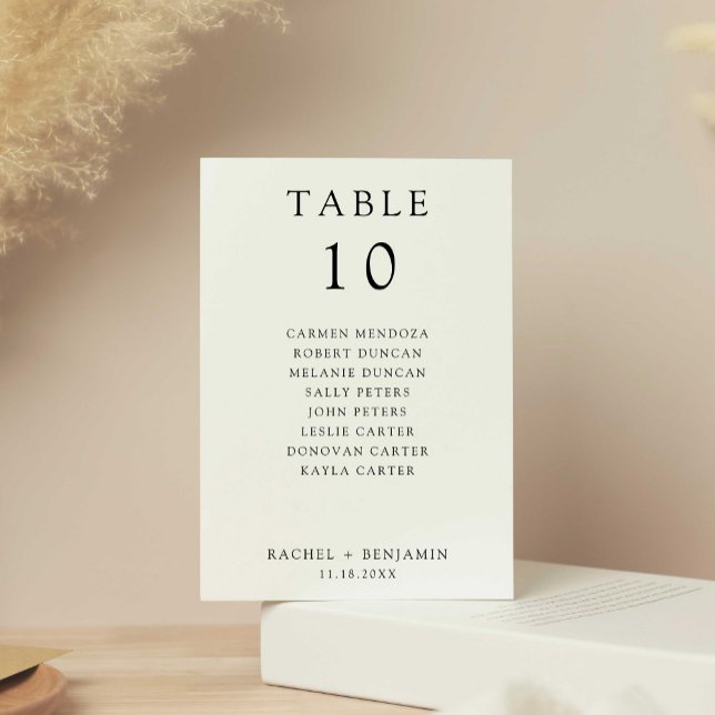 Einfache minimale Schwarz-weiße Hochzeitssitzkarte (Von Creator hochgeladen)