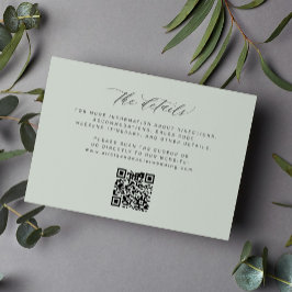 Einfache minimale Skripte QR Code Salbei Hochzeit  Begleitkarte