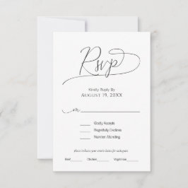 Einfache minimale Skripte Schwarz & Weiß Hochzeit RSVP Karte