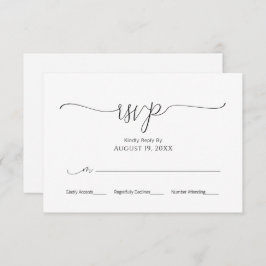 Einfache minimale Skripte Schwarz & Weiß Hochzeit RSVP Karte