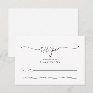 Einfache minimale Skripte Schwarz & Weiß Hochzeit RSVP Karte
