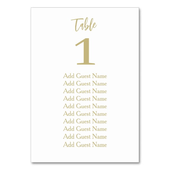 Einfache minimale Tischnummer (Vorderseite)