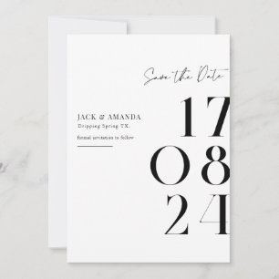 Einfache minimale typografische Hochzeit speichern Save The Date
