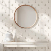 Einfache minimale Wasserfarben Anker Nautikbeige