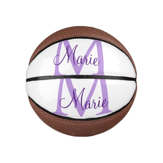 einfache minimale Zugabe Name Monogram Pink    Rot Mini Basketball (Vorderseite)