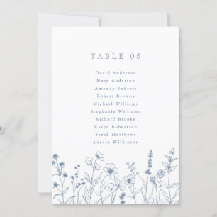 Einfache minimalist Wildblumen Sitzordnung Karte