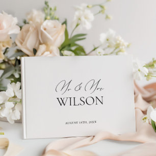 Einfache Minimalistin Schwarz & Weiß Hochzeit Gästebuch
