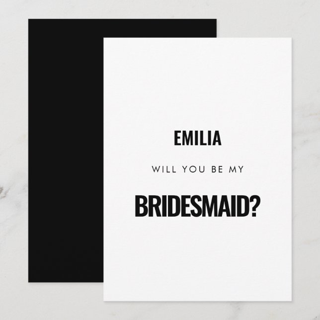 Einfache Minimalistin Werden Sie meine Bridesmaid- Einladung (Vorne/Hinten)