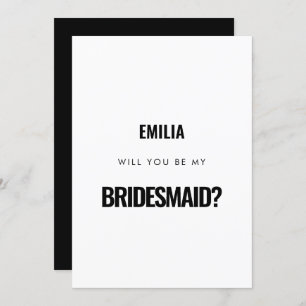 Einfache Minimalistin Werden Sie meine Bridesmaid- Einladung