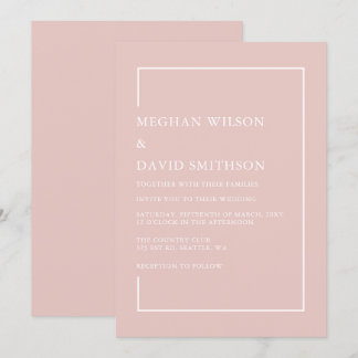 Einfache Minimalistisch Blush Moderne Hochzeit Einladung