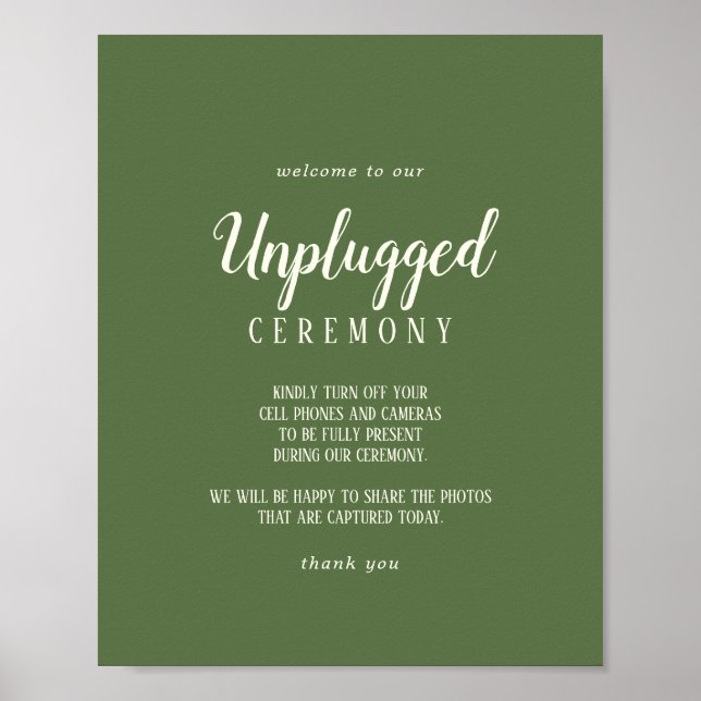 Einfache Minimalistisch|Dark Sage Unplugged Zeremo Poster (Vorne)