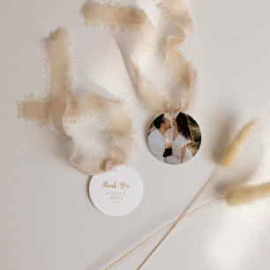 Einfache Minimalistisch Gold Foto Hochzeit Vielen  Geschenkanhänger
