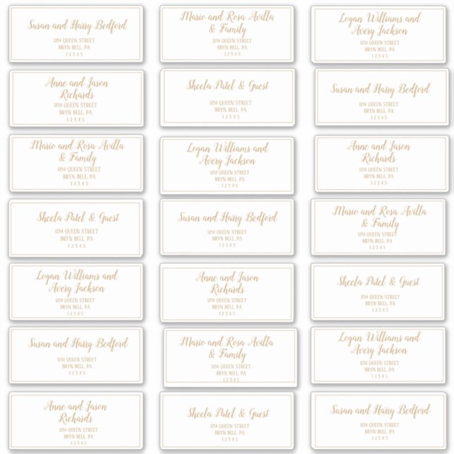 Einfache Minimalistisch-|Gold-Frame-Gästedatadress Aufkleber (Vorderseite)