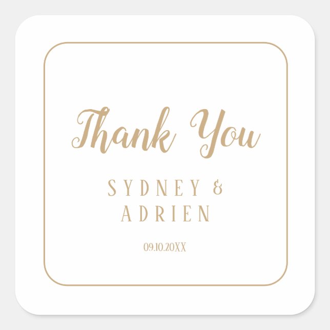 Einfache Minimalistisch|Gold Frame Hochzeit Vielen Quadratischer Aufkleber (Vorderseite)